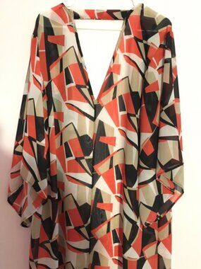 Women's 2xTri-Color Sheer Kimono
